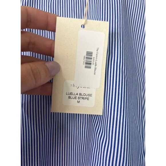 NWT The Femm Poplin Lightweight Puff Sleeves Luella Blouse Blue Size: Medium - Picture 5 of 9